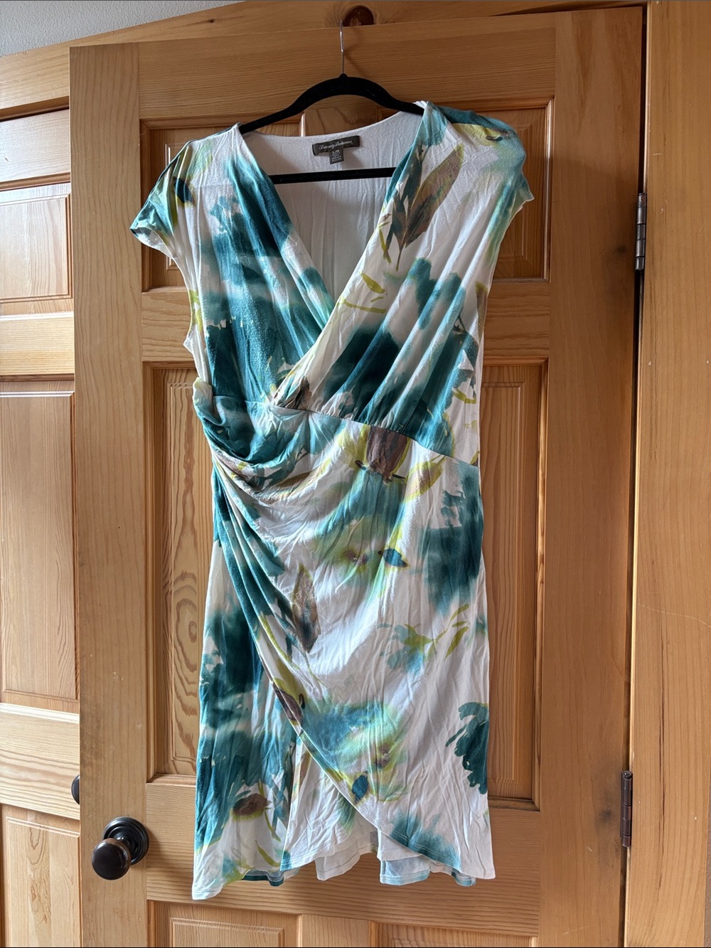 Tommy Bahama Teal, White & Green Floral Wrap Dress